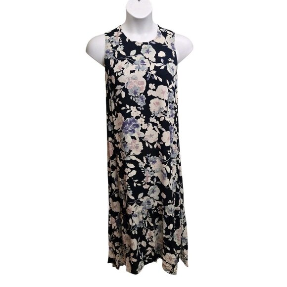 J Jill Womens Size Small Sleeveless Floral Print Ruffle High Low Hem Midi Dress - Picture 1 of 8
